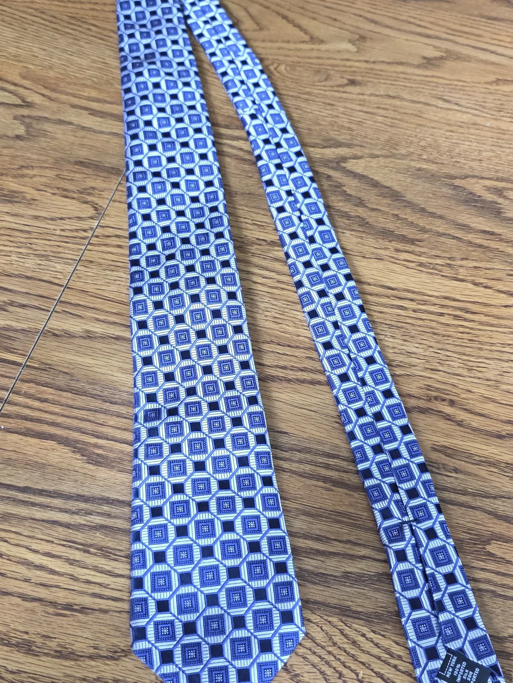 Ike Behar Blue Geometric Octagon Men's Tie
